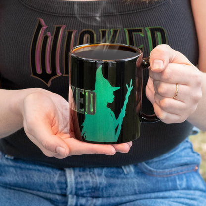 Wicked 11Oz Ceramic Heat Reveal Mug with Glinda Elphaba Design - Magical Pink and Green Heat Activated Coffee Cup - Official Licensed Wicked Merchandise Gift for Teens, Kids, Adults & Broadway Fans