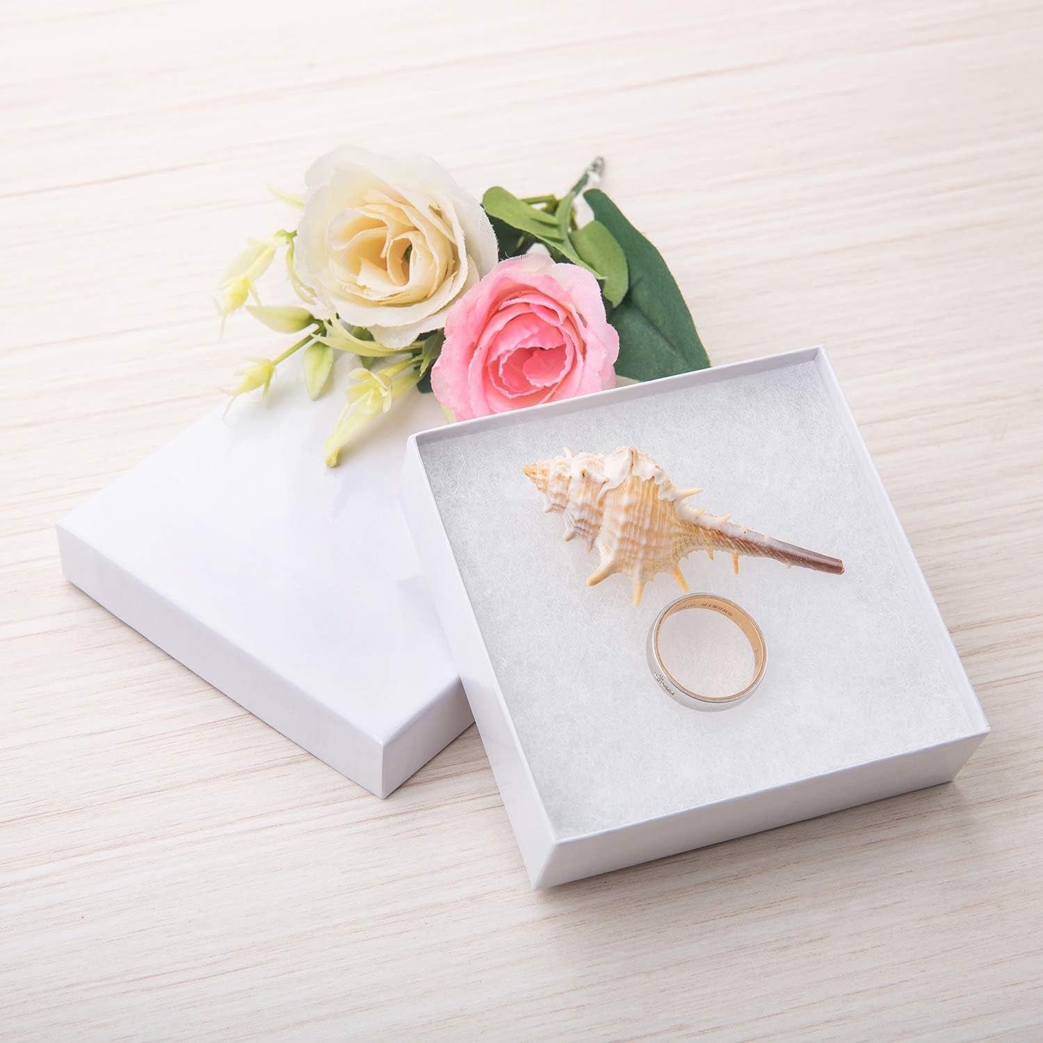 Jewelry Gift Boxes 40 Pack 3.5X3.5X1 Inch Cardboard Jewelry Boxes,Small Gift Boxes for Jewelry Earrings Necklaces Handmade Bangles Bracelets(White)