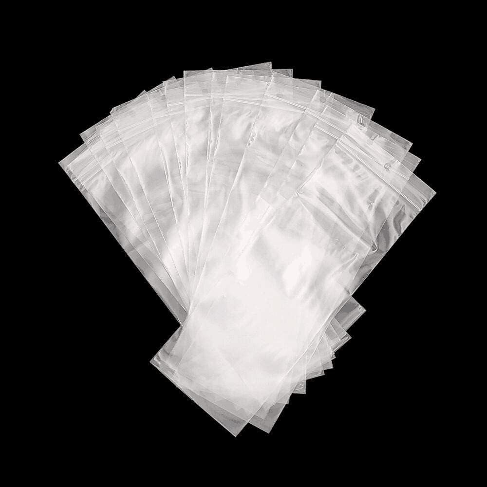 Clear Plastic Jewelery Bags 3" X 7" - 300 Pcs with Zipper and Hang Hole for Packaging Shipping & Incense