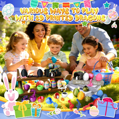 24P 3D Printed Dragon Eggs, Mystery Crystal Dragon Egg for Birthday Party Favors, Unique 3D Fidget Toys for Classroom Prizes Bag Stuffers, Fantasy Tabletop Decor for Kids & Collectors