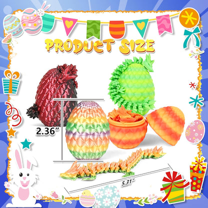 24P 3D Printed Dragon Eggs, Mystery Crystal Dragon Egg for Birthday Party Favors, Unique 3D Fidget Toys for Classroom Prizes Bag Stuffers, Fantasy Tabletop Decor for Kids & Collectors