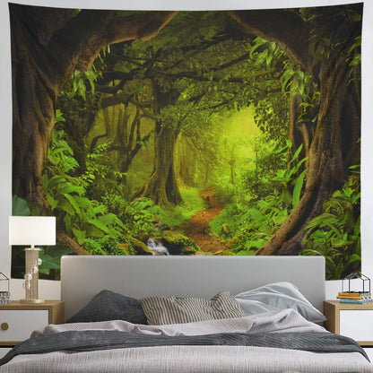 Misty Forest Tapestry Tree of Life Tapestries Fantasy Nature Landscape Wall Decor Rainforest Jungle Forest Tapestry Wall Haning for Bedroom Living Room