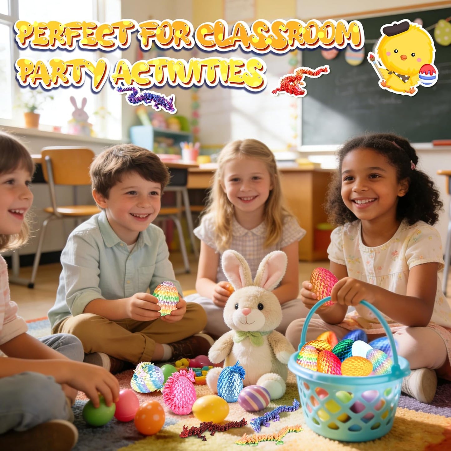 24P 3D Printed Dragon Eggs, Mystery Crystal Dragon Egg for Birthday Party Favors, Unique 3D Fidget Toys for Classroom Prizes Bag Stuffers, Fantasy Tabletop Decor for Kids & Collectors